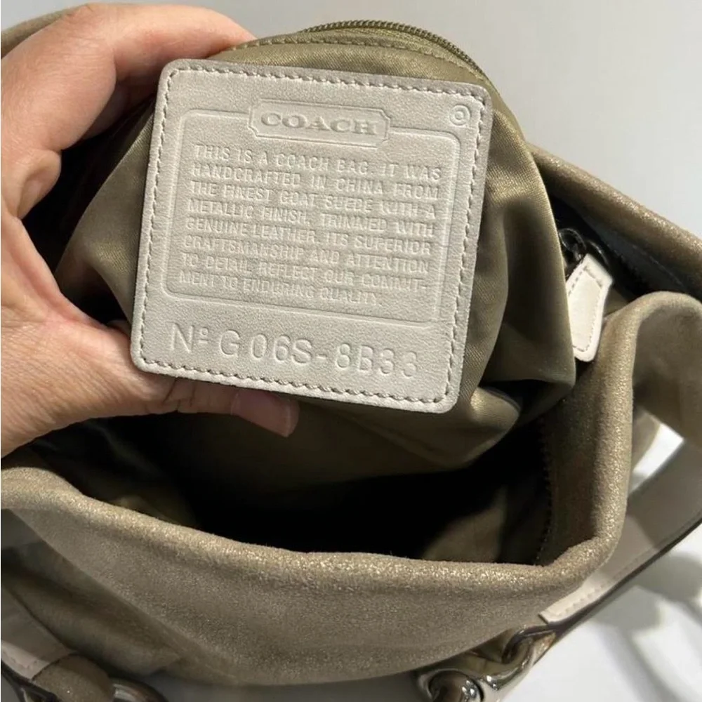 Coach Metallic Taupe Shoulder Bag with Chain Detail - Picture 4 of 7